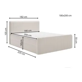 GRAINGOLD - Boxbett mit Bettkasten 180x200 Dunkelgrau Samt, Osteno