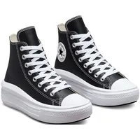 Converse Chuck Taylor All Star Move Platform Foundational Leather Sneaker, Black White White, 41 EU