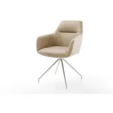 DELIFE Polsterstuhl Pejo-Flex, Kreuzgestell konisch Edelstahl Mikrofaser Beige Vintage Taschenfederke beige|weiß
