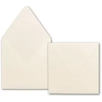 25 quadratische Briefumschläge in Creme - 14,5 x 14,5 cm - Nassklebung mit spitzer Klappe - 120 Gramm/m2- Marke: NEUSER PAPIER