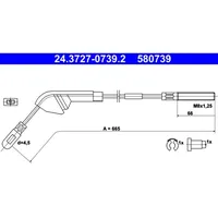 ATE Handbremsseil mit Zubehör Hinten Links 24.3727-0739.2 für Opel