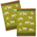 COUCKE Geschirrtuch Paturage, (2-tlg., 2-teilig), Küchentücher (2 Stück) ca.50x75cm Jacquard Baumwolle grün