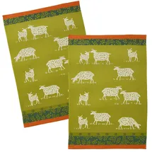 COUCKE Geschirrtuch Paturage, (2-tlg., 2-teilig), Küchentücher (2 Stück) ca.50x75cm Jacquard Baumwolle grün