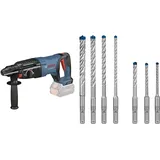 Bosch Professional 18V System Bohrhammer GBH 18V-26 D (ohne Akku, Wechselfutter SDS Plus, im Karton) + 7x Expert SDS plus-7X Hammerbohrer Set (für Stahlbeton, Ø 5-12 mm, Zubehör)