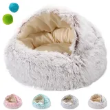 Haboz Hundehöhle, HABOZ GoHöhle - Ergonomische Hundehöhle Für Gelenkschonende Schläfchen, Hunde Kuschelhöhle Hunde Höhle Katzen Bettchen (Brauner kurzer Plüsch, 65 * 65cm/25.6in*25.6in)