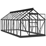 vidaXL Glas Gewächshaus Anthrazit 155x395,5x191 cm Aluminium