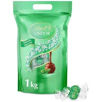 Lindt LINDOR, Minze Milch Schokolade Kugeln Beutel, 1kg Beutel, ca. 80 Kugeln