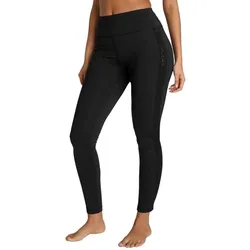 OCEAN SPORTSWEAR Damen Yoga-Leggings mit Ton-in-Ton Markenband 7/8-Fitness-Hose Workout-Hose Sport-Tights High Waist Yoga-Mode 23238366 Schwarz - 34