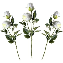 Layba Künstliche Rosen 3er Set Weiß/Creme 55cm – Hochwertige Dekoration für Hochzeiten, Events & Wohnräume