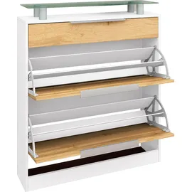 borchardt Möbel Oliva 89 x 104 x 24 cm mit 2 Doppeltrommeln und 1 Schubkasten weiß matt / weiß