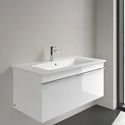 Villeroy und Boch Venticello Möbel-Waschtisch 4104ALRW 100x50cm, stone white C-plus, mit Hahnloch, mit Überlauf
