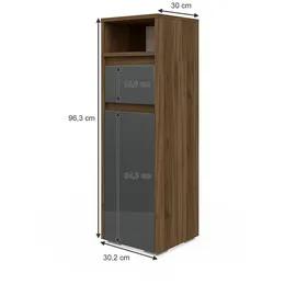 Vicco Majest Midischrank 30,2 x 96,3 cm Nuss/Grau