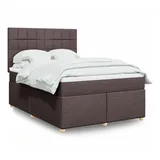 vidaXL Boxspringbett mit Matratze Dunkelbraun 140x200 cm Stoff