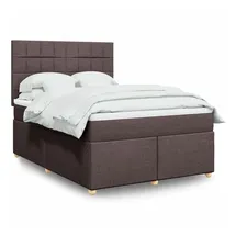 vidaXL Boxspringbett mit Matratze Dunkelbraun 140x200 cm Stoff