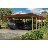 SKANHOLZ Skan Holz Carport Spreewald 585 cm x 893 cm rote Blende