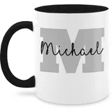 Tasse Tassen 325ml - Anfangsbuchstabe - Anfangsbuchstaben Name - Persönliches Geschenk Personalisiert mit Namen bedrucken Initialen Personalisierte Custom Buchstabe Wunschname - 325 ml - Schwarz