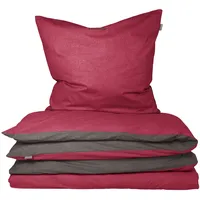SCHIESSER Doubleface Renforcé rot/anthrazit 135 x 200 cm + 80 x 80 cm