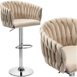 OEM Barhocker  aus Chrombeigem Samt