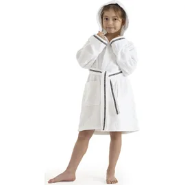 Bruno Banani Kinderbademantel BRUNO BANANI "Danny, Ideal für Zuhause, Schwimmbad oder im Urlaub" Gr. 104, weiß, L:61cm, Walkfrottee, Hausmäntel, mit Logostreifen, aus 100% Baumwolle