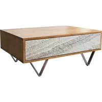 DeLife Couchtisch Kleo 80x60 cm Akazie Natur 2 Schübe