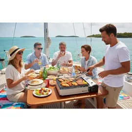 Kemper Smart BBQ tragbarer Gasgrill silber