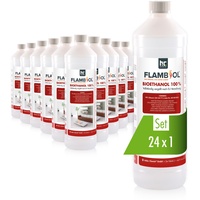 Höfer Chemie 24x 1 L FLAMBIOL® Bioethanol 99,9% Premium für Ethanol Kamin, Ethanol Feuerstelle, Ethanol Tischfeuer und Bioethanol Kamin
