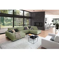 KAWOLA Sofa CARA Wohnlandschaft U-Form Cord olivgrün