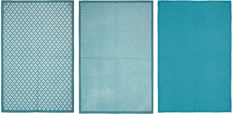 3 bedruckte Tischdecken, blau, 45 x 70 cm