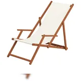 Erst-Holz Deckchair weiß Liegestuhl klappbare Sonnenliege Gartenliege Holz Strandstuhl Gartenmöbel 10-303KH