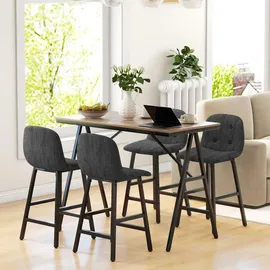 Homcom Bartisch mit Barhocker Set 5-teilige Stahl, Dunkelgrau, 120 x 60 x 91 cm, Esszimmer, Barmöbel, Barschränke - Theken