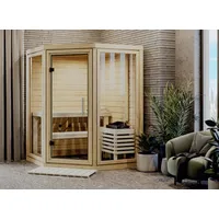 Karibu Sauna Yuma - Massivholzsauna mit Eckeinstieg 38 mm