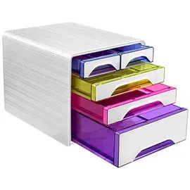 CEP Schubladenbox Smoove weiß/bunt-transparent 1072130931, DIN A4 mit 5 Schubladen, 1 St.