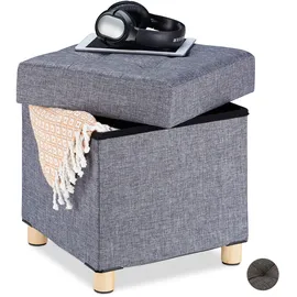 Relaxdays Sitzhocker mit Stauraum Stoff 38 x 40 x 38 cm Grau