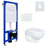 Belvit Hänge Wand WC mit Spülkasten, Vorwandelement, Schallschutz und Betätigungsplatte Komplett-set