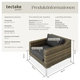 Tectake Villanova Rattanset Loungeset dunkelgrau