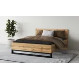 Home Affaire Bettgestell »Bronne, Made in Europe, industrial Style, moder und zeitlos«, (In den Breiten 140cm, 160cm und 180cm), mit Kufen in Metalloptik, FSC-zertifiziert, wahlweise in 3 Breiten, braun