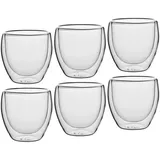 Mäser Kaffeeglas, Transparent, Glas, 6-teilig, 255 ml, doppelwandig, Kaffee & Tee, Tassen, Latte Macchiato Gläser