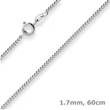 Schmuck Krone Goldkette 1,7mm Panzerkette aus 375 Weißgold 60cm, Gold 375 silberfarben