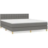 vidaXL Boxspringbett mit Matratze Dunkelgrau 160x200 cm Stoff