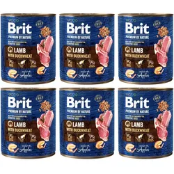BRIT Premium by Nature 6x800 g Lamm und Buchweizen natürliches Hundefutter