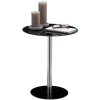 Relaxdays Beistelltisch aus Glas und Edelstahl, dekorativer Loungetisch, HxBxT: