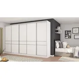 Schiebetürenschrank 5D/360 in Weiß mit Premium Beschlägen - 360x244x65 cm - Weiß/Silber