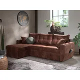 best mobilier Bestmobilier Astoria Ecksofa beidseitig montierbar - mit schlaffunktion und bettkasten - industrieller stil Braun