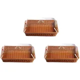 Reinscer 3X Korb mit Deckel, Korb mit Deckel für Lebensmittel, Servierkorb für Tischgerichte, Geflochtener Picknickkorb, Brotkorb zum Servieren,