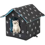 MUYYIKA Katzenhaus Für Draußen Winterfest Wasserdicht Wetterfester Katzenhöhle Haustierhaus, Weich Warm Haustierhaus Outdoor Hundehöhle Mit Abnehmbarem Kissen Für Hund Katze