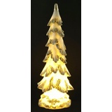I.GE.A. Dekobaum »Tannenbaum mit LED Beleuchtung«, Weihnachtsdeko aus Polyresin, Höhe ca. 34 cm, weiß