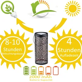 Marrakesch Orient & Mediterran Interior 2er Set Orientalische Solarlaterne Solar Laterne Windlich Noum Schwarz