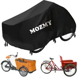 MOZMY Lastenrad Abdeckung Lastenfahrrad Abdeckung Wasserdichte 420D Oxford Fahrradgarage für Lastenrad UV-Schutz Reißfest, Schutzhülle für Fahrradanhänger - 220x100x105 cm