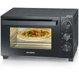 Severin Back- und Toastofen mit Umluftfunktion, inkl. Drehspieß für Fleisch, vielseitiger Heißluftofen mit 30 L Kapazität, Aufbackofen, 100-230 °C, Timer 120 Min., 1600 W, schwarz, TO 9020