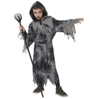 Funny Fashion Vampir-Kostüm Grauer Ghul - Geister Sensenmann Kostüm für Kinder grau 140